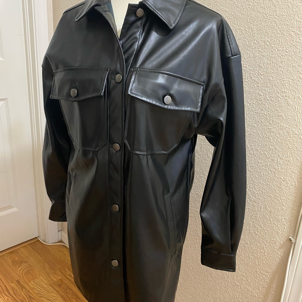 Black Faux leather oversized top